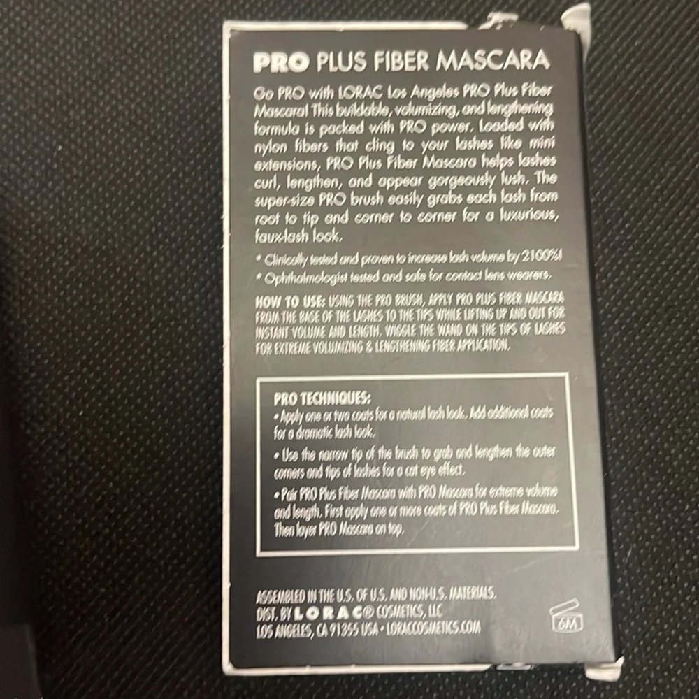 LORAC PRO PLUS FIBER‎ MASCARA BLACK NEW IN BOX